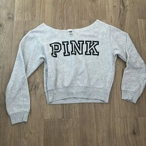 Off shoulder PINK grey sweatshirt